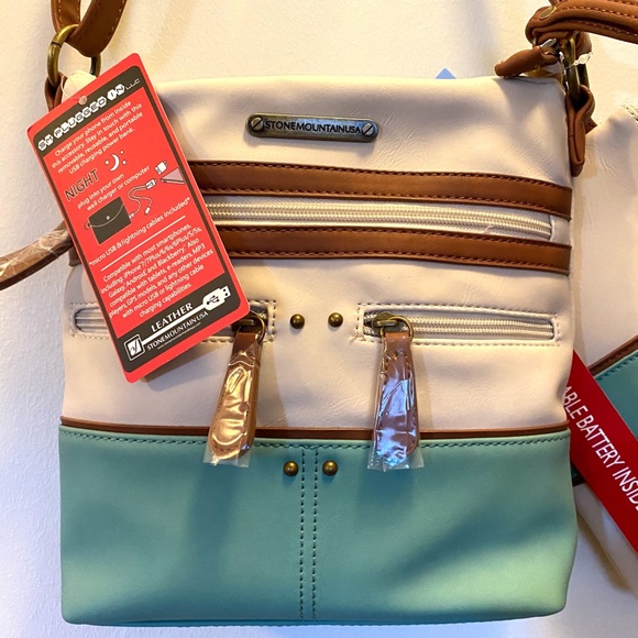 Stone Mountain Crossbody Bag - Cream, Brown, and Blue - Picture 2 of 16